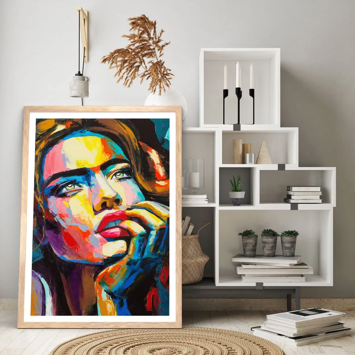 Plakat i ramme af lyst egetræ - Drømme som fugle svæver gennem himlen - 50x70 cm