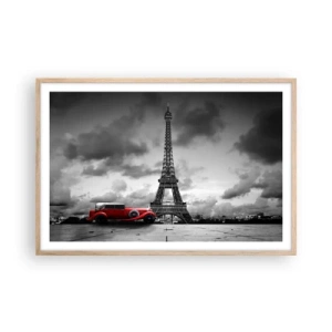 Plakat i ramme af lyst egetræ - For ikke så længe siden i Paris - 91x61 cm