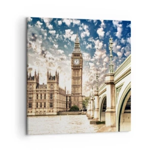 Lærredstryk - Billede på lærred - Fjeragtige skyer over Themsen - 50x50 cm