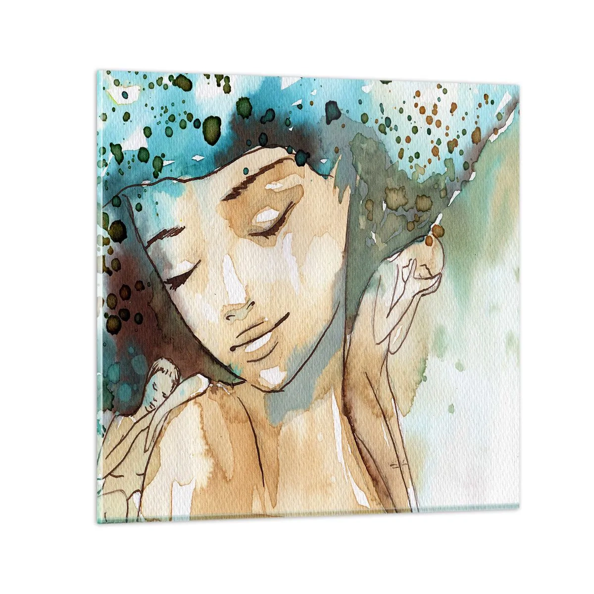 Billede på glas - Lady in blue - 30x30 cm