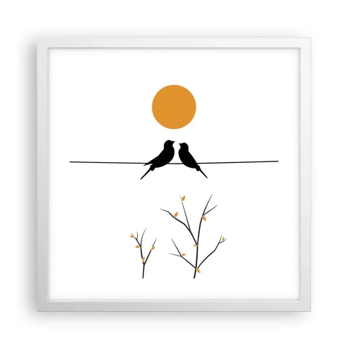 Plakat i hvid ramme - Nattergal - 40x40 cm