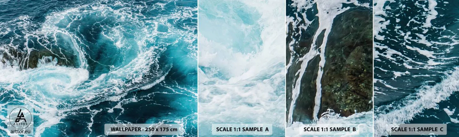 Prøve Fototapet Selvklæbende Deluxe Sticker - Porten til jordens indre - Hav, Abstraktion, Stykke - 100x30 cm