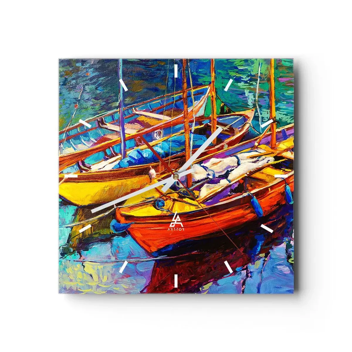 Vægur, Uret - På vand, der er tykt af farve - 40x40 cm