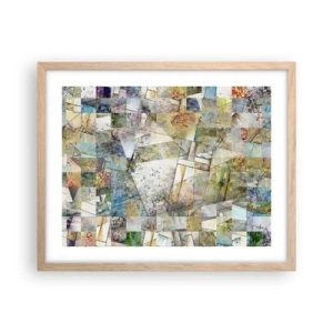 Plakat i ramme af lyst egetræ - Geometrisk ommøblering - 50x40 cm