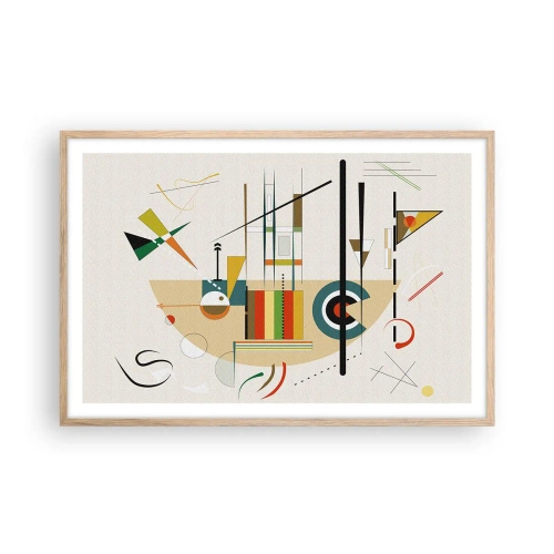 Plakat i ramme af lyst egetræ - Og verden griner - 91x61 cm