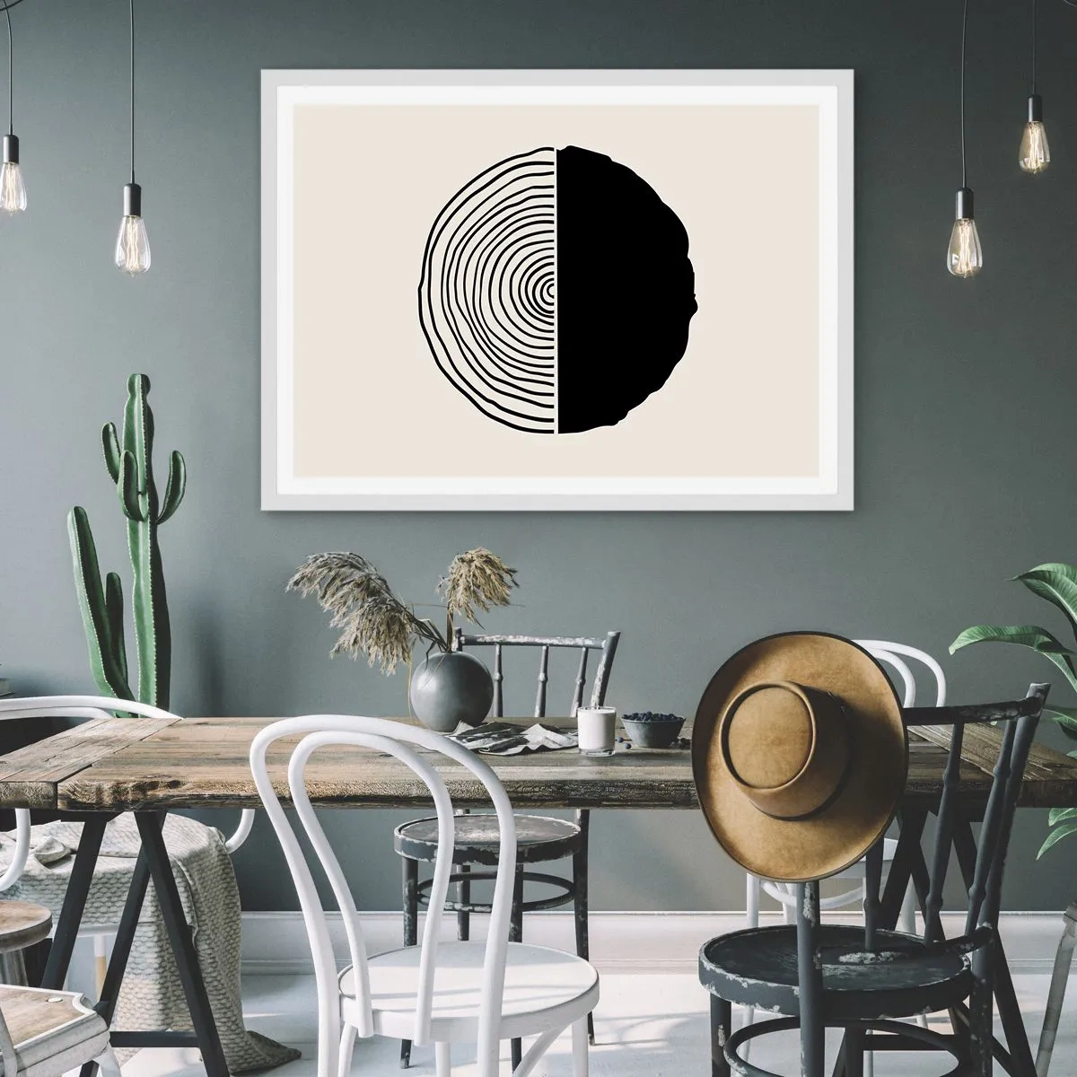 Plakat i hvid ramme - Halvt og halvt - 70x50 cm