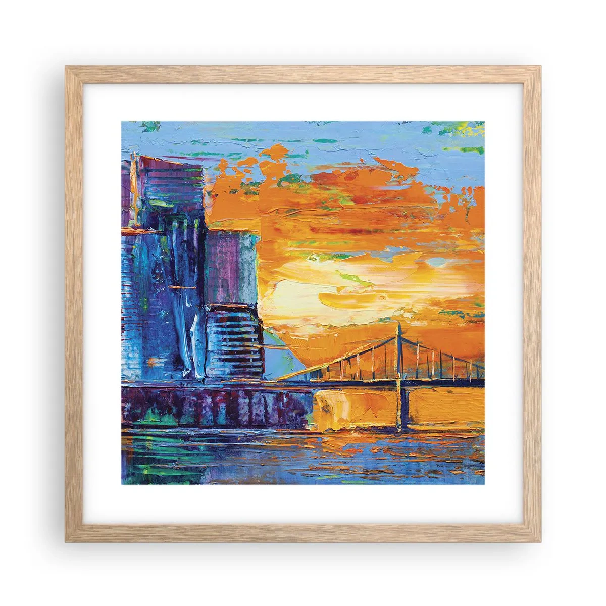 Plakat i ramme af lyst egetræ - Kultur og natur - 40x40 cm