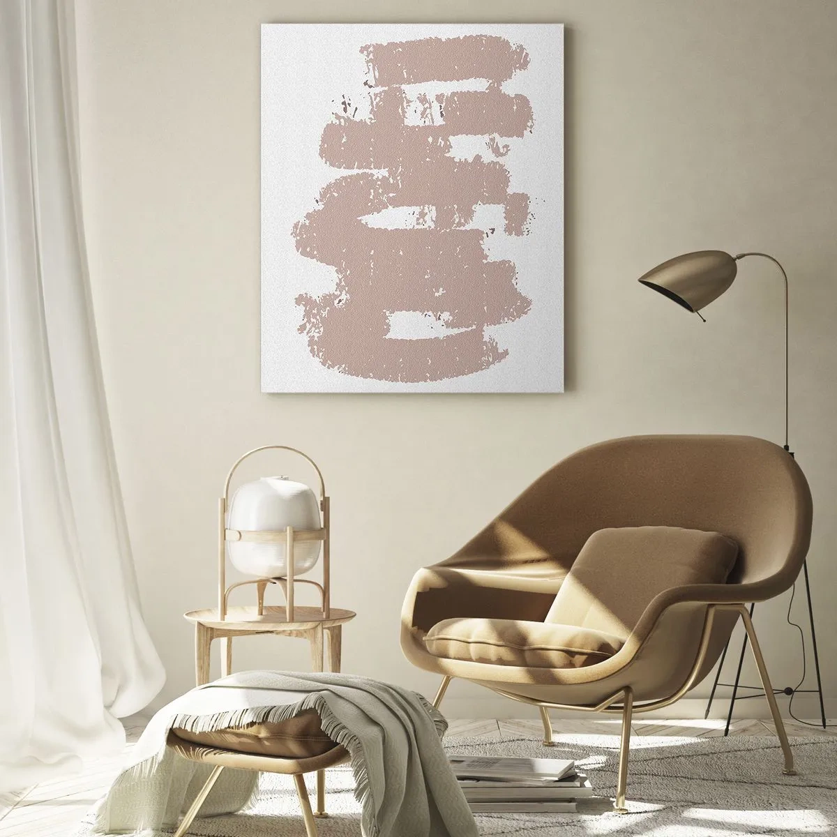 Billede på glas - Abstraktion i sart rosa - 70x100 cm