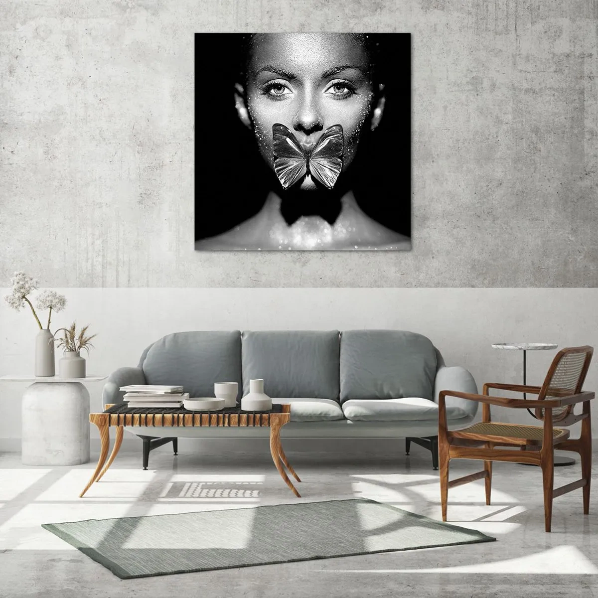 Billede på glas - Sommerfuglekys - 40x40 cm