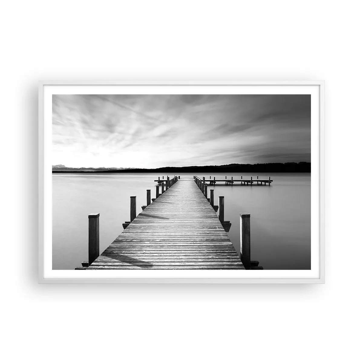 Plakat i hvid ramme - På vandhullet - fred - 100x70 cm