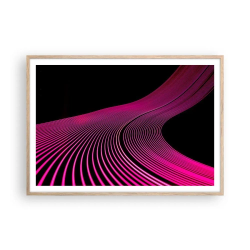 Plakat i ramme af lyst egetræ - En allé af lys - 100x70 cm