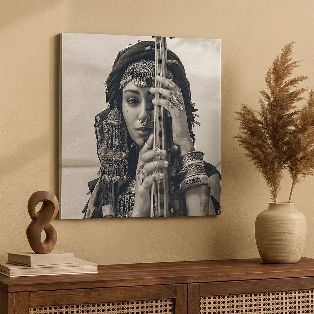 Lærredstryk - Billede på lærred - Selve den orientalske musik - 30x30 cm