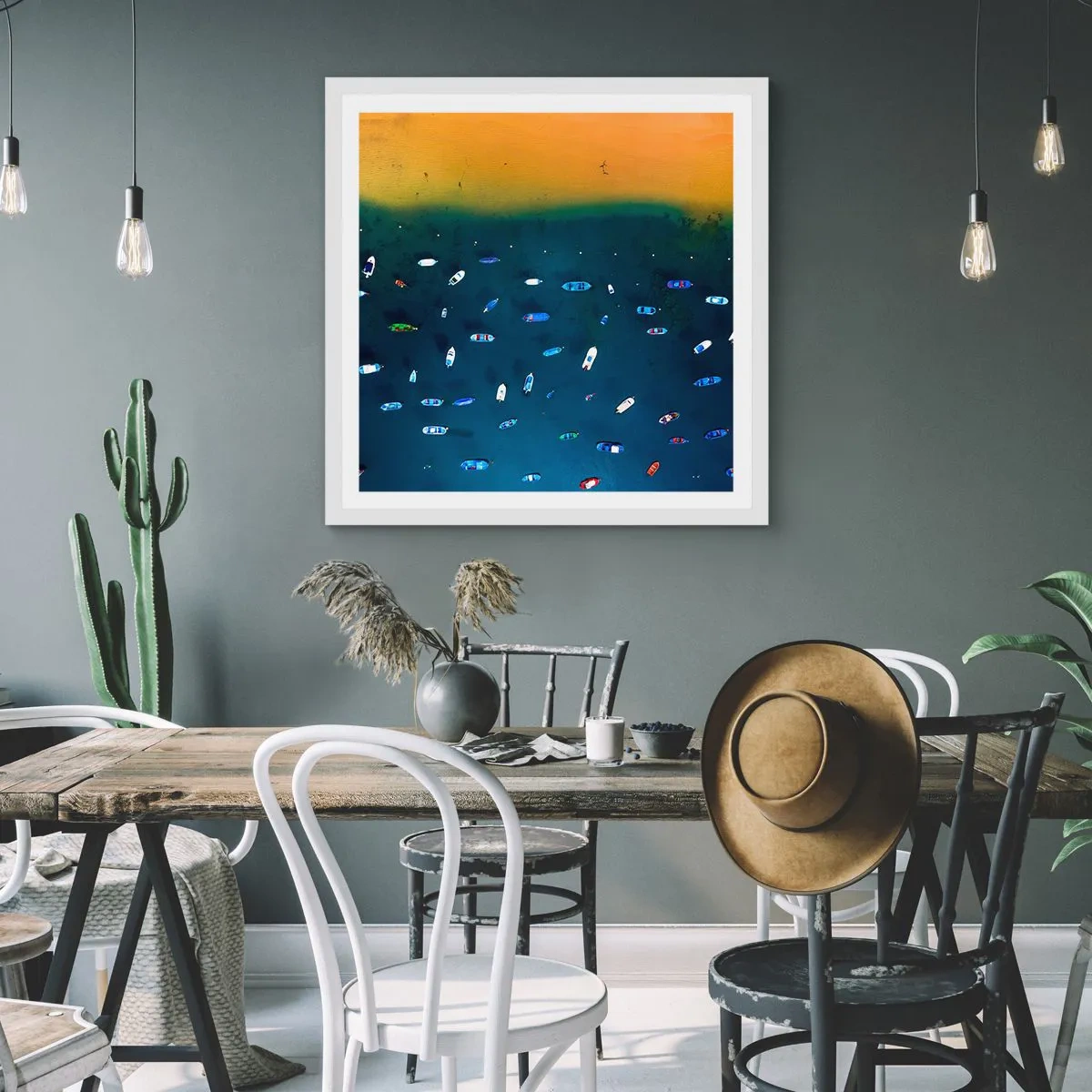 Plakat i hvid ramme - En ferieleg - 60x60 cm