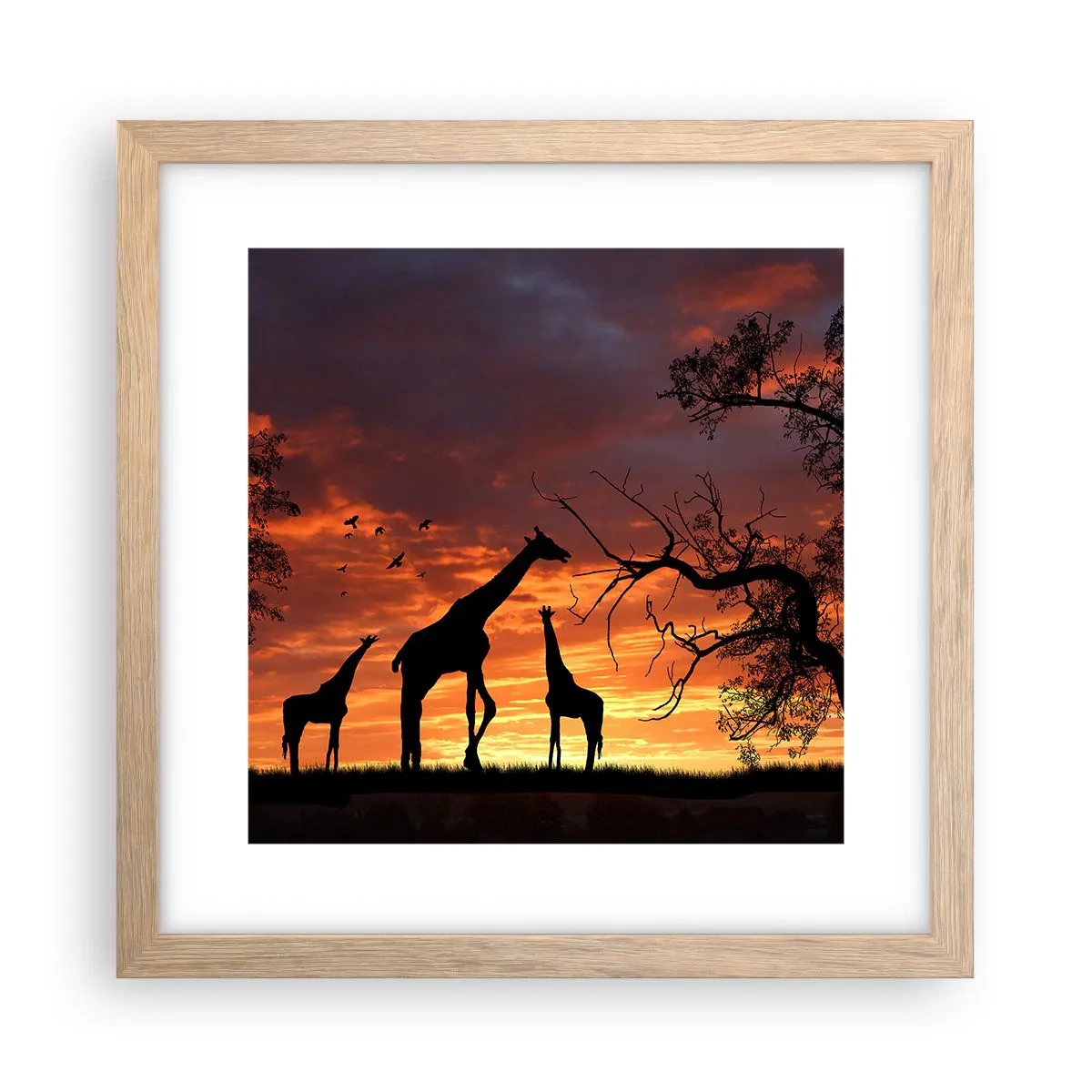 Plakat i ramme af lyst egetræ - En lille middag med dem, du holder af - 30x30 cm