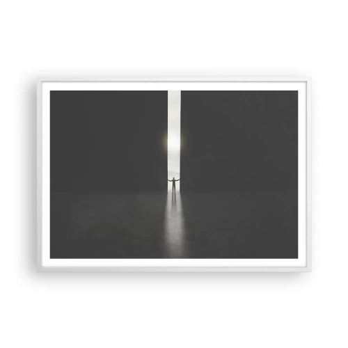 Plakat i hvid ramme - Et skridt mod en lys fremtid - 100x70 cm