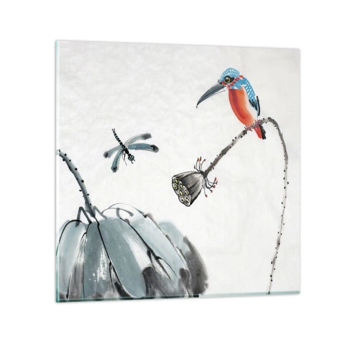 Billede på glas - Engenes liv - 70x70 cm