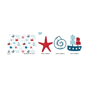 Prøve Fototapet Selvklæbende Deluxe Sticker - En fortælling om havet - sejlads, Nautisk, Anker - 100x30 cm