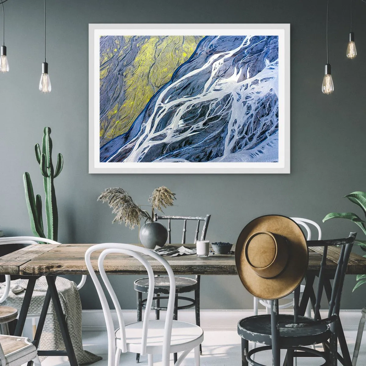 Plakat i hvid ramme - Naturens hulemalerier - 100x70 cm