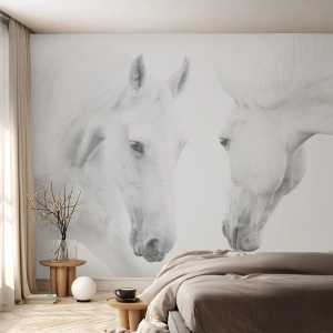Fototapet Premium Sand - Er dette venskab...? - Heste, Natur, Dyr - 100x70 cm