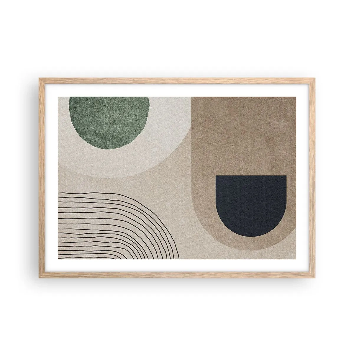 Plakat i ramme af lyst egetræ - Blidheden i en oval - 70x50 cm