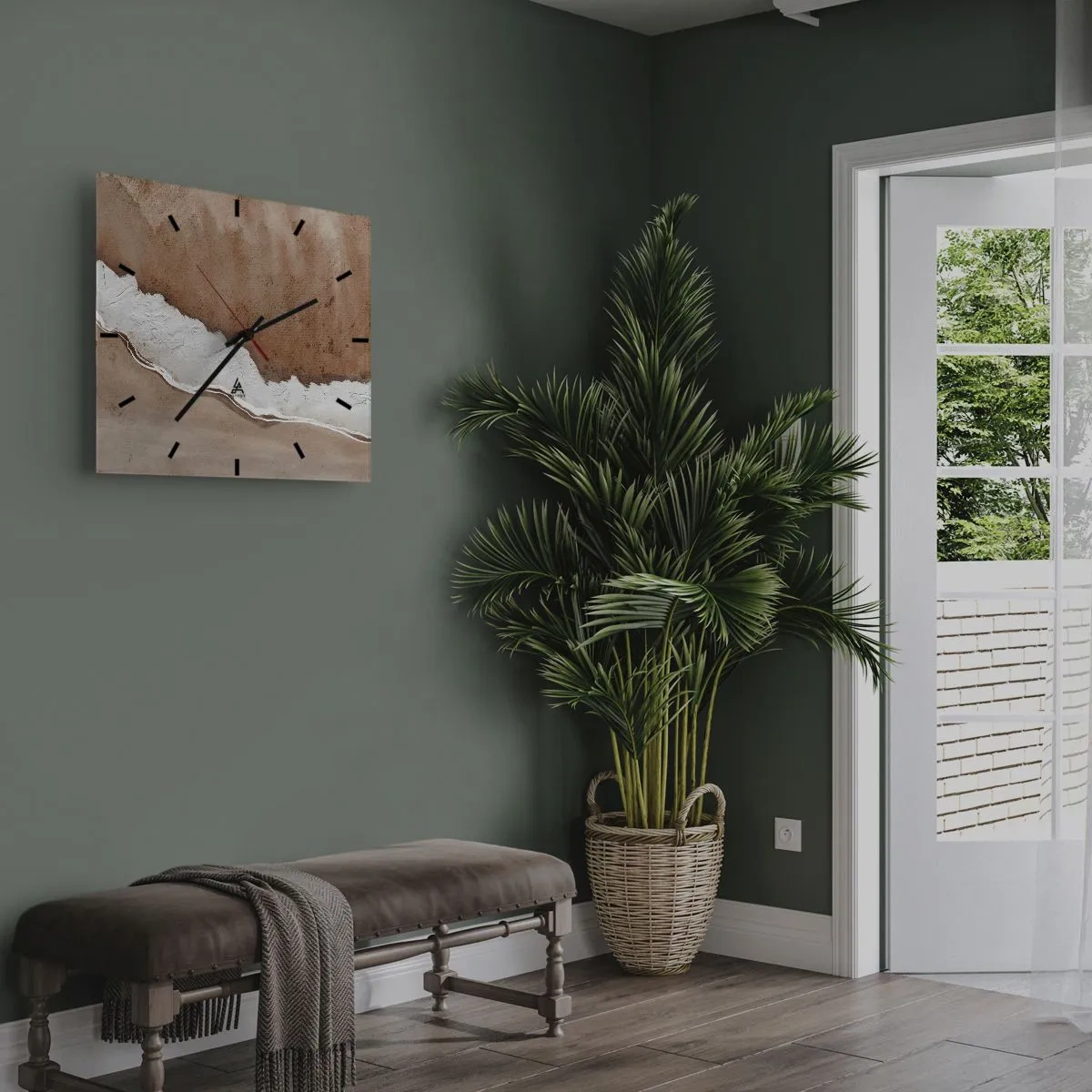 Vægur, Uret - I jordnære farver - 40x40 cm