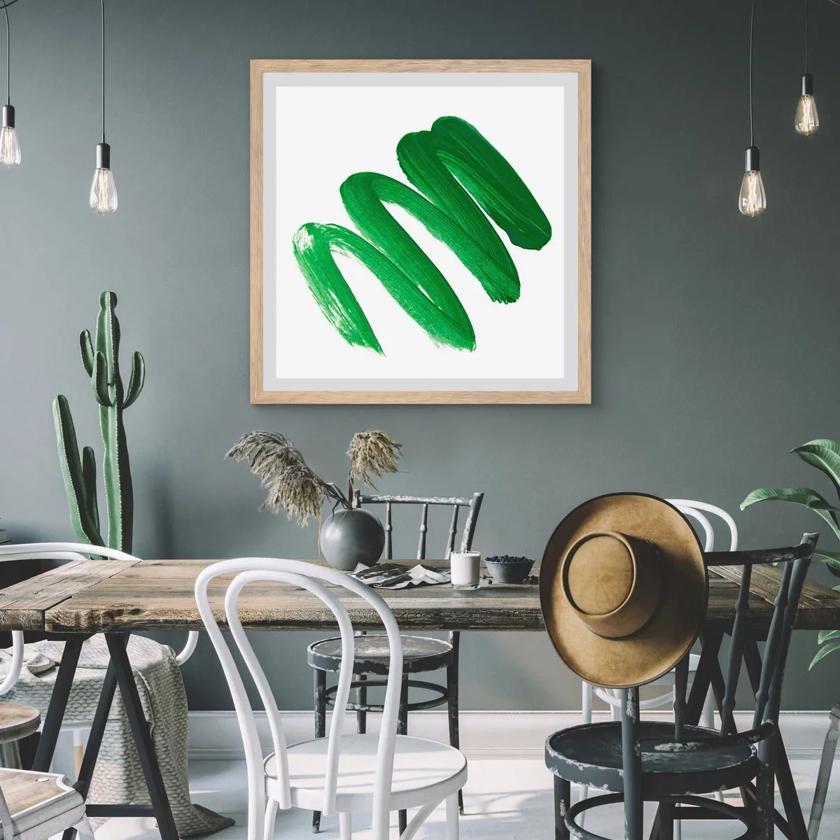 Plakat i ramme af lyst egetræ - En grøn vittighed - 30x30 cm