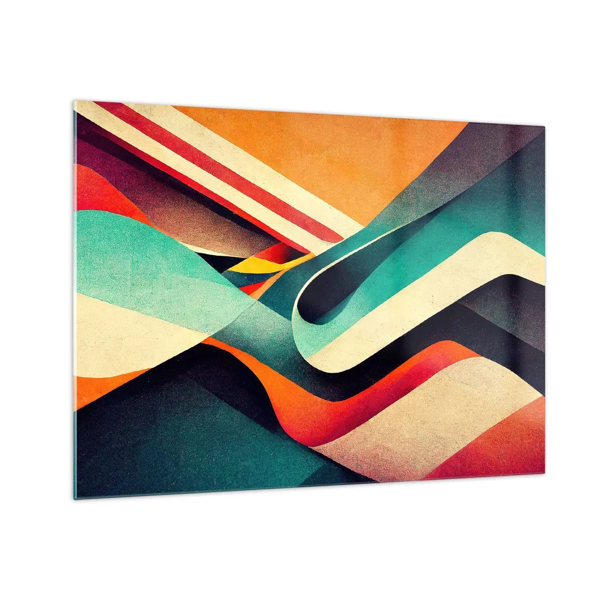 Billede på glas - Farverige striber i en dynamisk, abstrakt komposition - 70x50cm - Intens komposition - Moderne vægdekoration til stue og soveværelse ARTTOR
