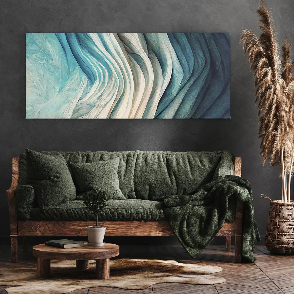 Lærredstryk - Billede på lærred - Blå umættelighed - 90x30 cm