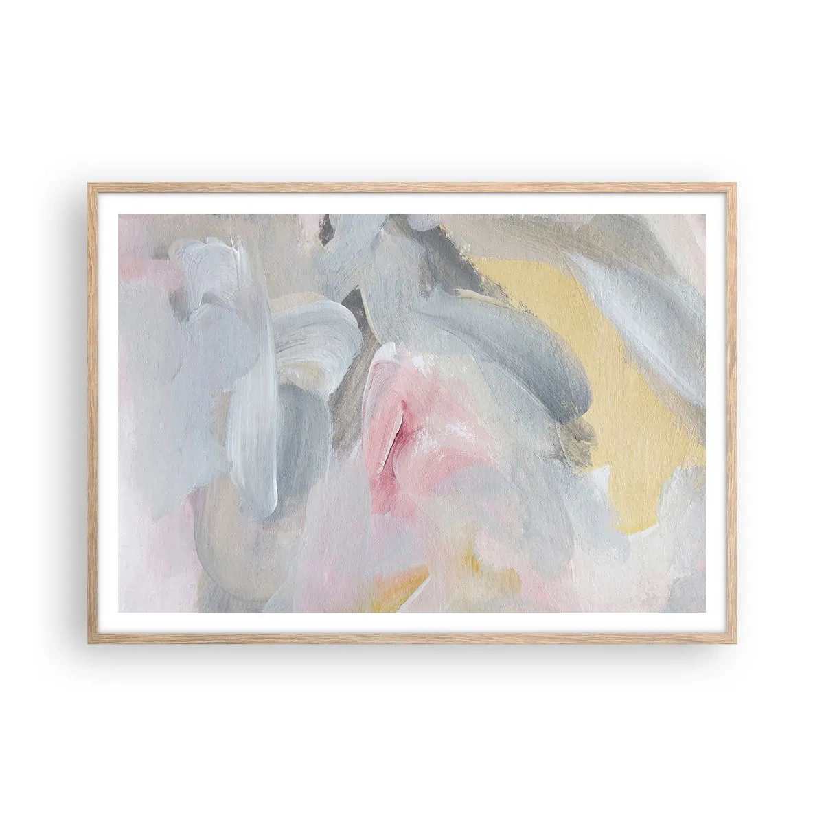 Plakat i ramme af lyst egetræ - I en pastelfarvet verden - 100x70 cm