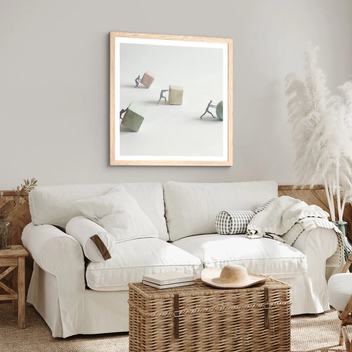 Plakat i ramme af lyst egetræ - Selve livet - 40x40 cm