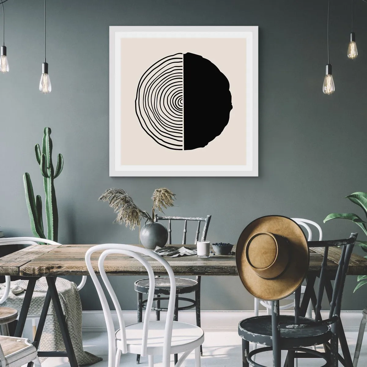 Plakat i hvid ramme - Halvt og halvt - 40x40 cm