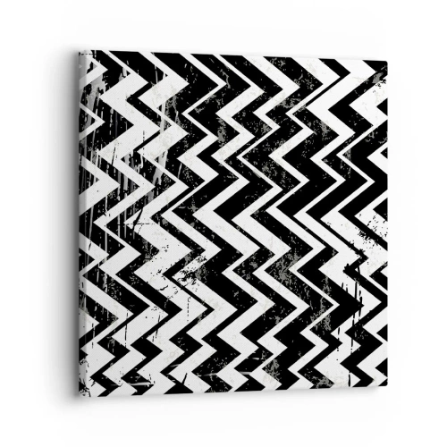 Lærredstryk - Billede på lærred - Zig-hvid, zag-sort - 30x30 cm