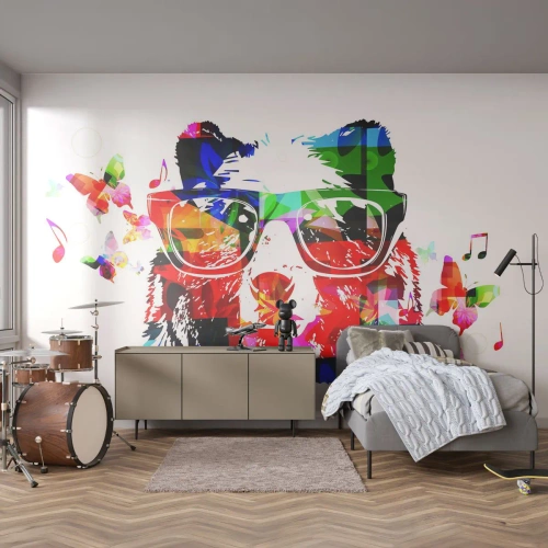 Fototapet Selvklæbende Deluxe Sticker - Jeg elsker det! - Abstraktion, Bjørn, Briller - 100x70 cm