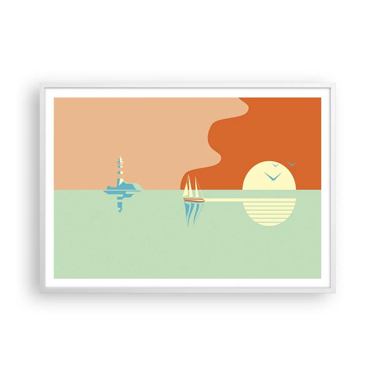 Plakat i hvid ramme - Det perfekte havlandskab - 100x70 cm