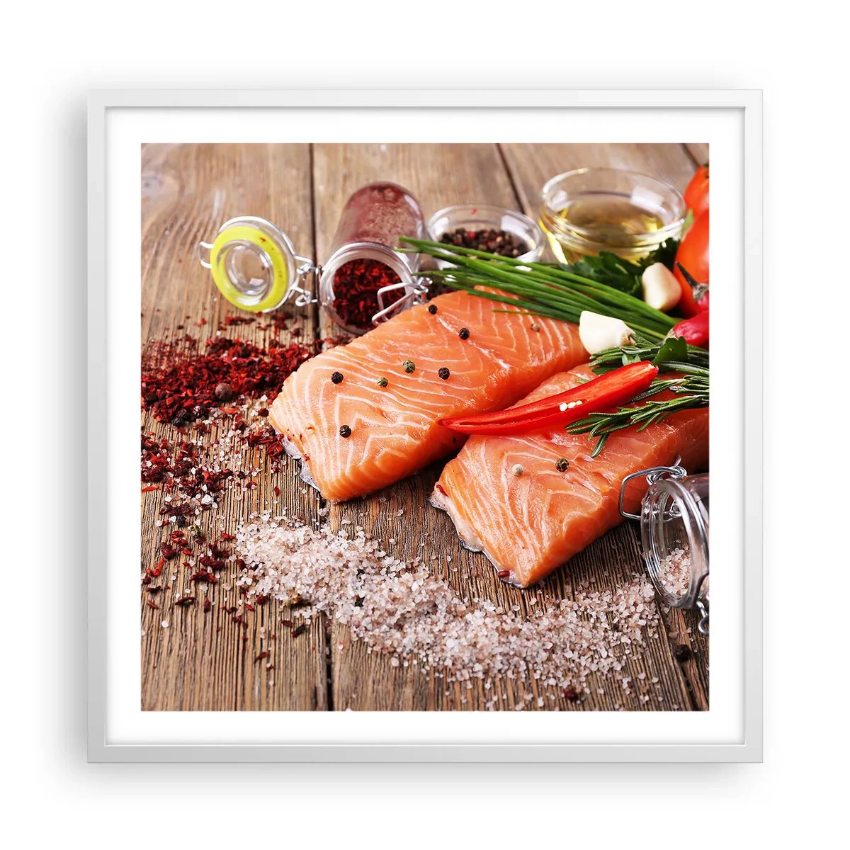 Plakat i hvid ramme - Norske køkken eventyr - 60x60 cm