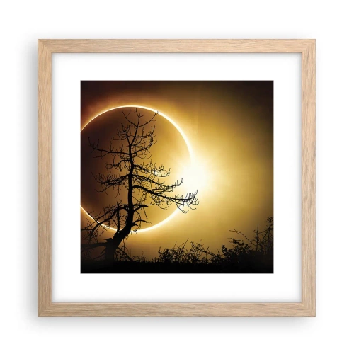 Plakat i ramme af lyst egetræ - Total formørkelse - 30x30 cm