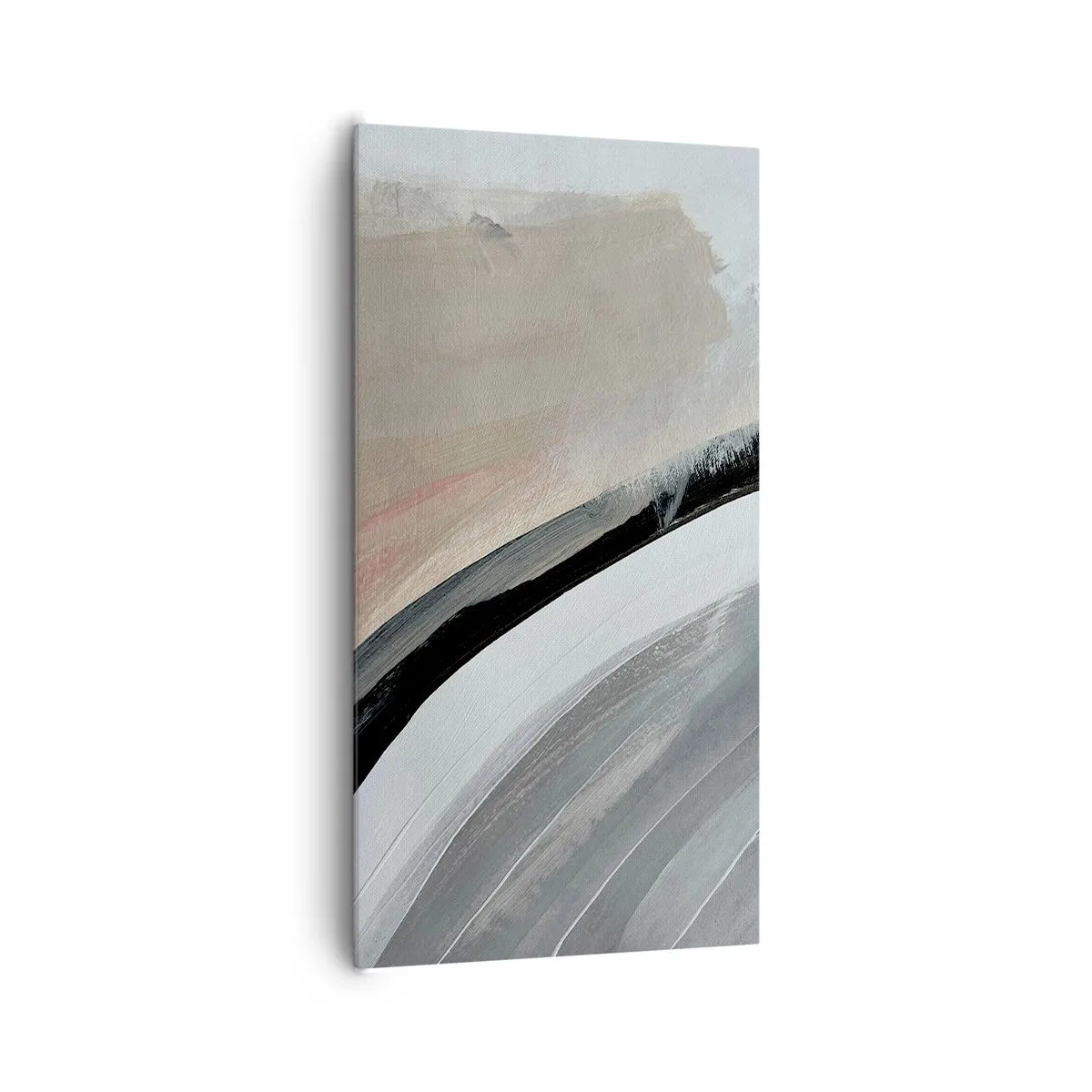 Lærredstryk - Billede på lærred - Komposition: en bue af sort og gråt - 65x120 cm