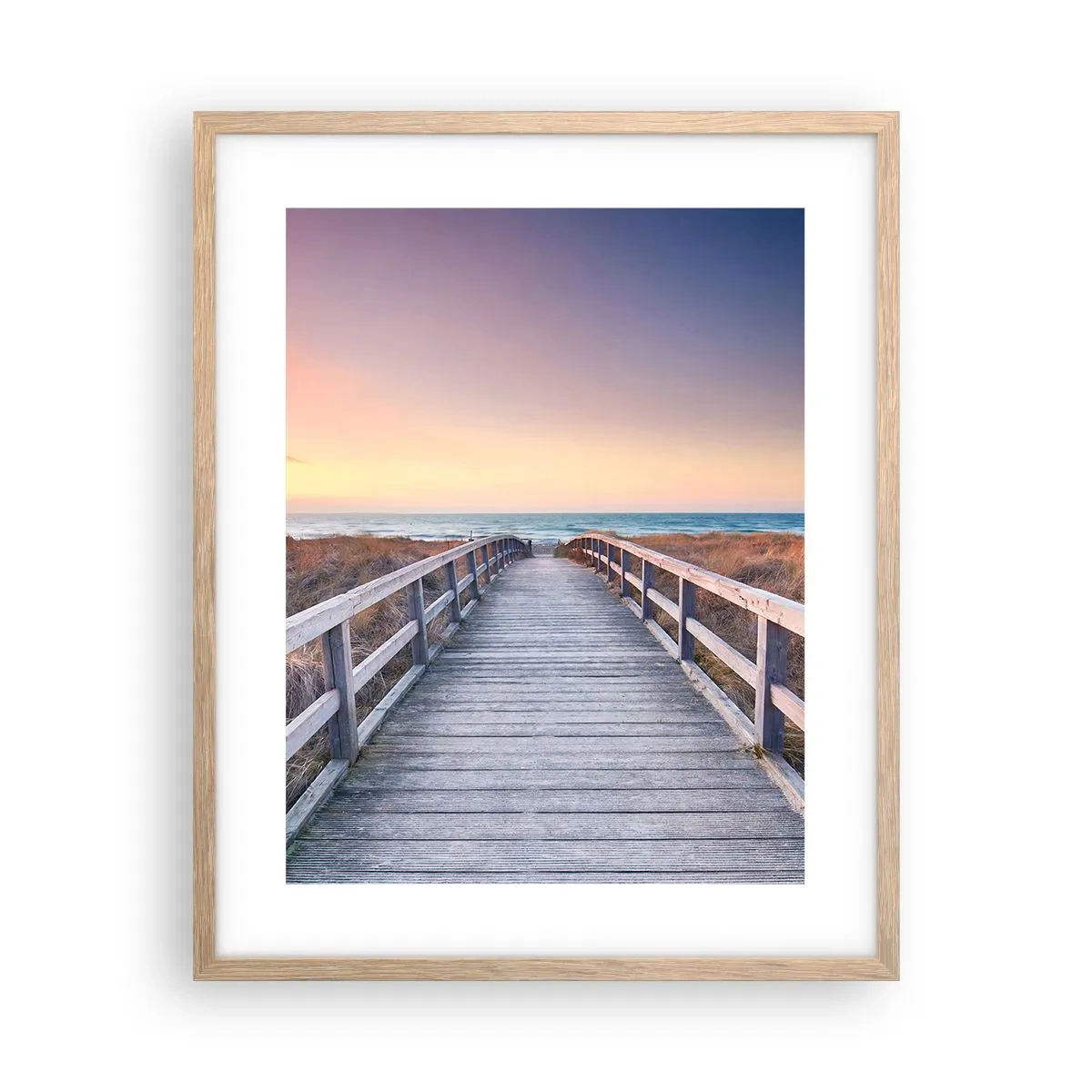 Plakat i ramme af lyst egetræ - Baltisk aften aura - 40x50 cm
