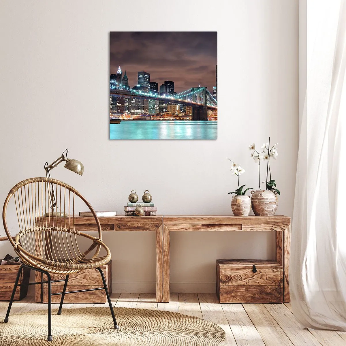 Lærredstryk - Billede på lærred - Lys i den store by - 30x30 cm