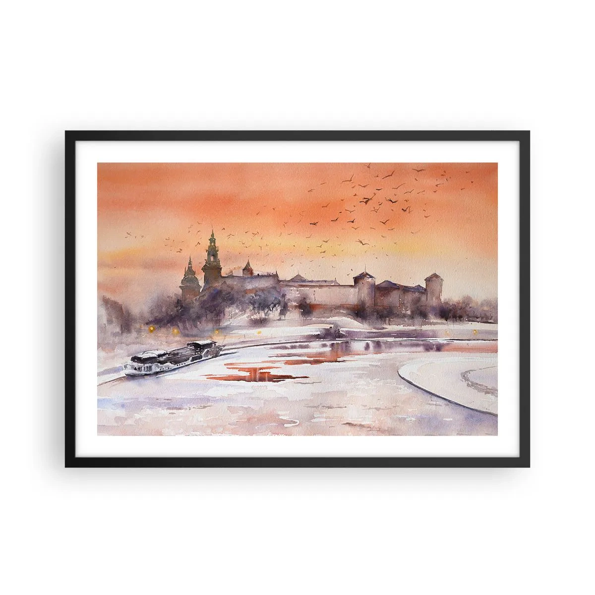 Plakat i sort ramme - Kongelig solnedgang - 70x50 cm