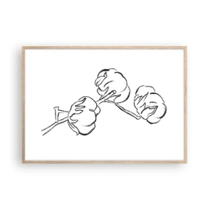 Plakat i ramme af lyst egetræ - Bomuld ned - 100x70 cm