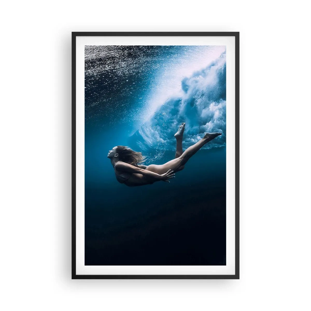 Plakat i sort ramme - Den moderne havfrue - 61x91 cm
