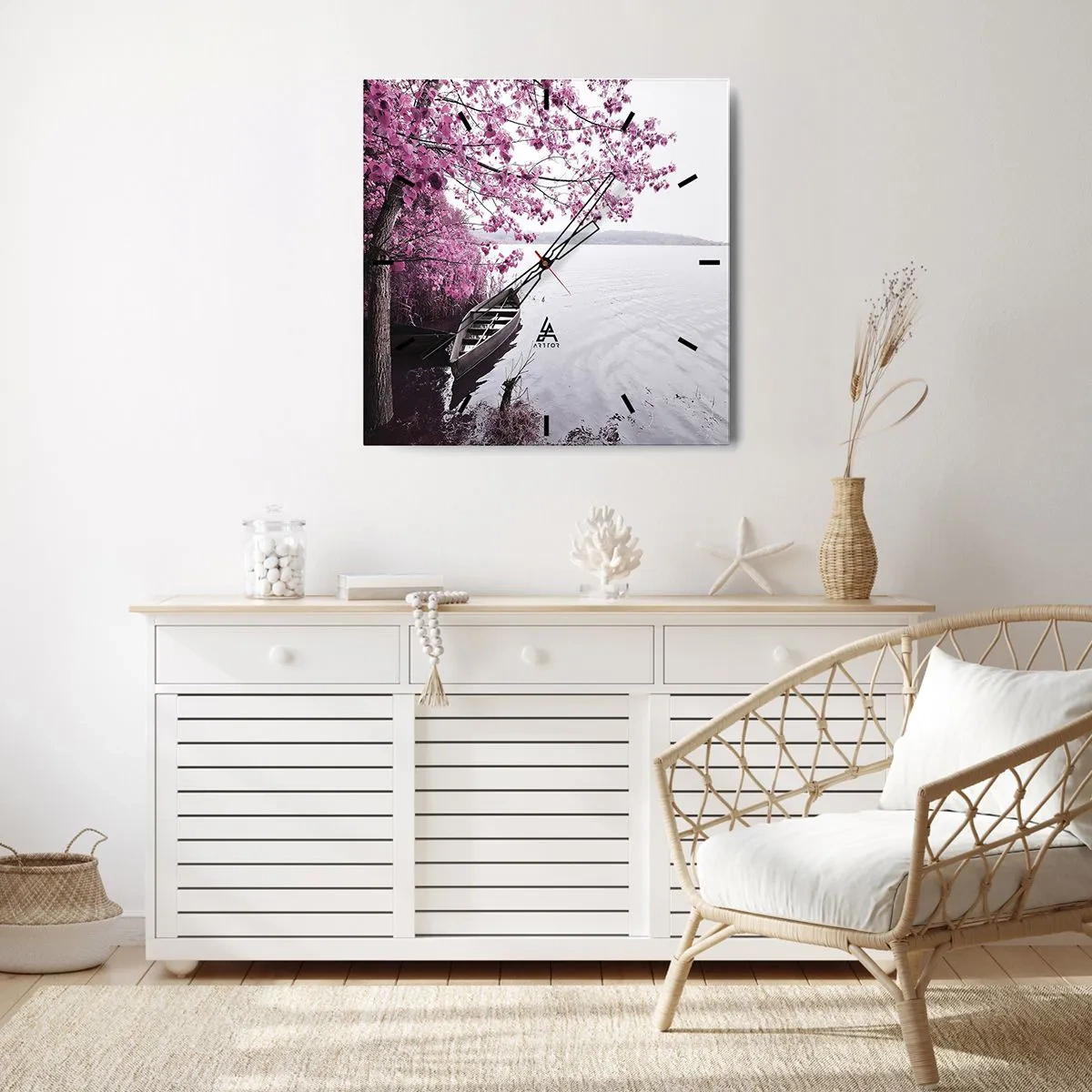 Vægur, Uret - I lyserød stilhed - 40x40 cm