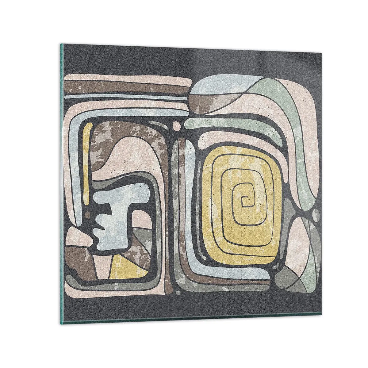 Billede på glas - Abstraktion i en præcolumbiansk ånd - 30x30 cm