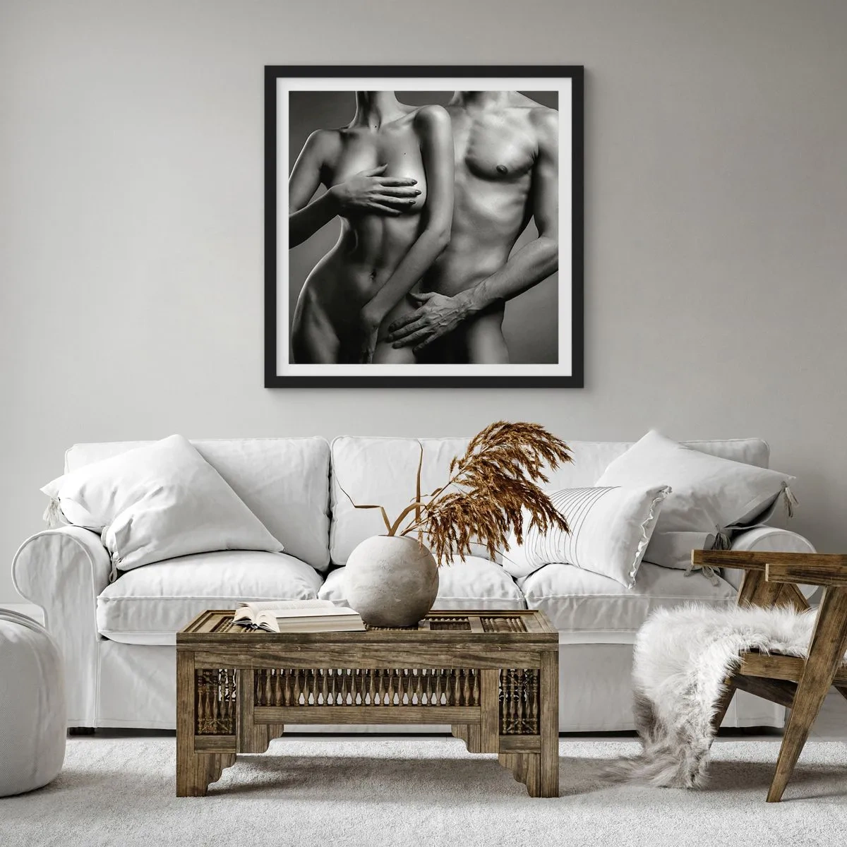 Plakat i sort ramme - Adam og Eva - 30x30 cm