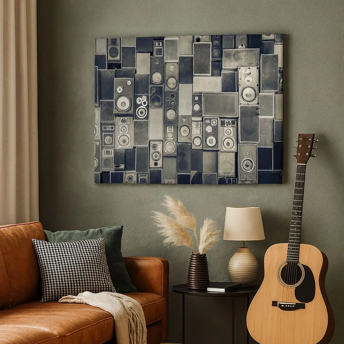 Lærredstryk - Billede på lærred - Højttalerkollektion i retrostil - 70x50cm - Og alt er i orden - Moderne vægdekoration til stue og soveværelse ARTTOR