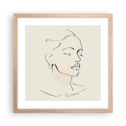 Plakat i ramme af lyst egetræ - En bestemt linje - 40x40 cm