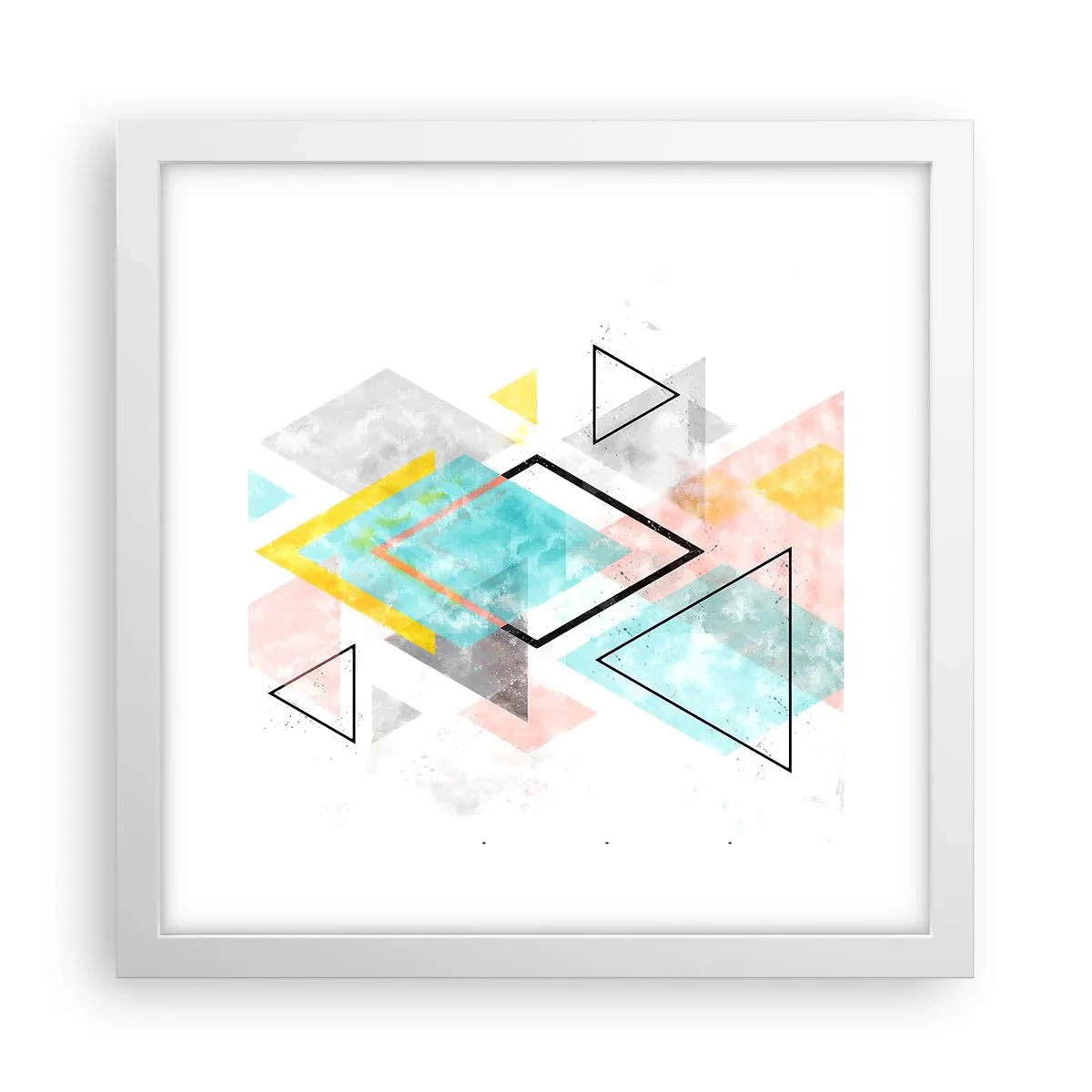Plakat i hvid ramme - Geometrisk leg - 30x30 cm