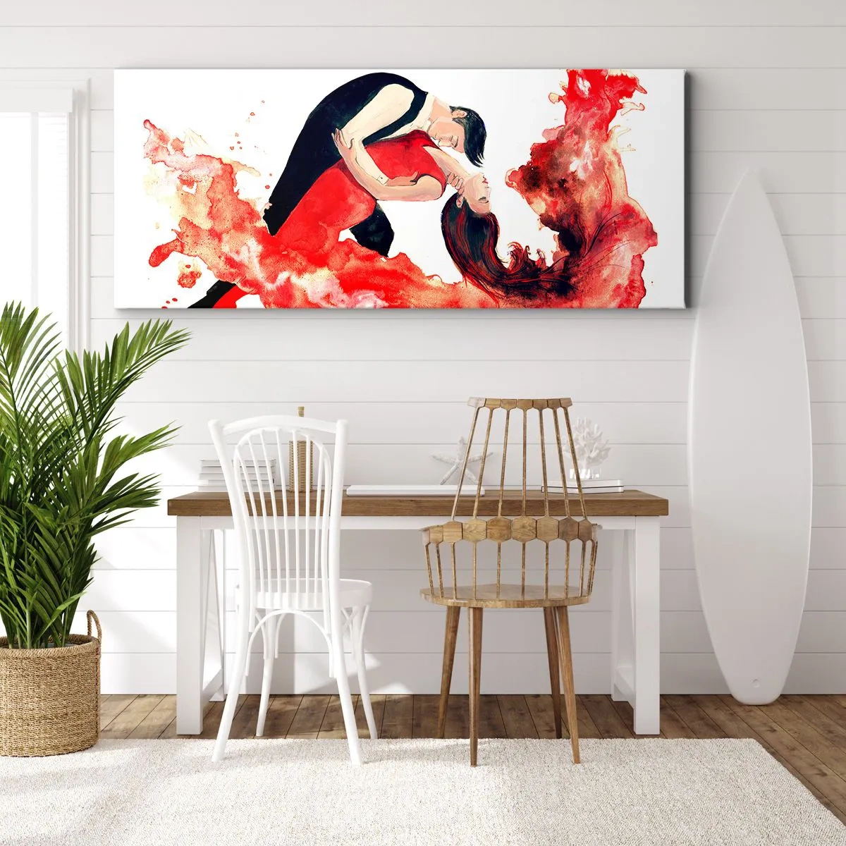 Lærredstryk - Billede på lærred - Tango - en sensuel bølge - 140x50 cm