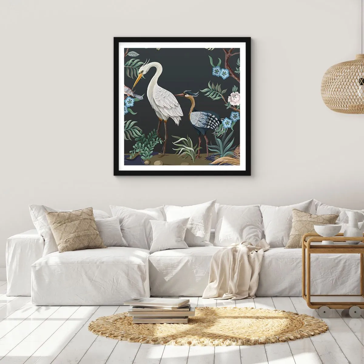 Plakat i sort ramme - Fugleparade - 30x30 cm